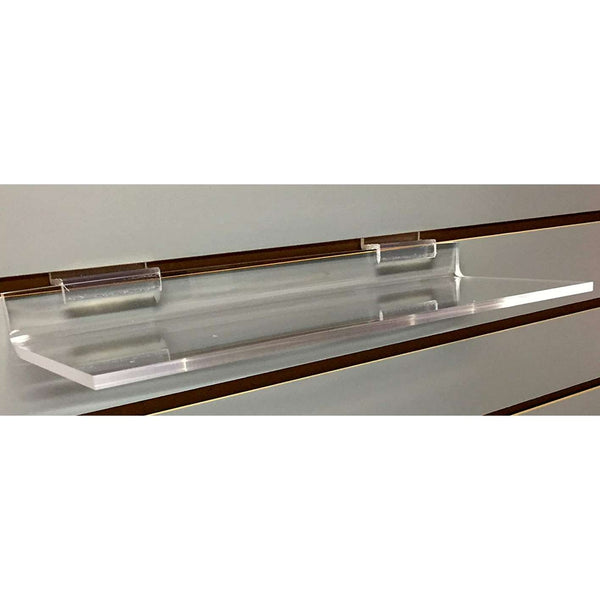 Clear Acrylic Slatwall Shelves 12 Inches Wide x 4 Inches Deep Set of 3 for Retail Display or Home Use - ExecuSystems 