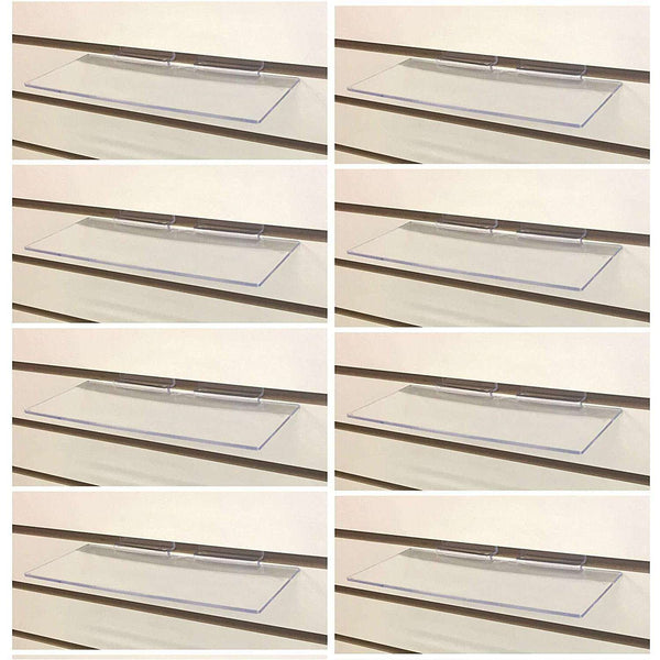 Clear Slatwall Shelves 4 Inches Deep x 10 Inches Wide Set of 8 Retail Display - ExecuSystems 