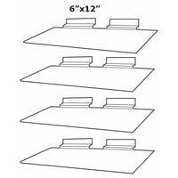 Clear Slatwall Shelves 6 Inch x 12 Inch Set of 4 - ExecuSystems