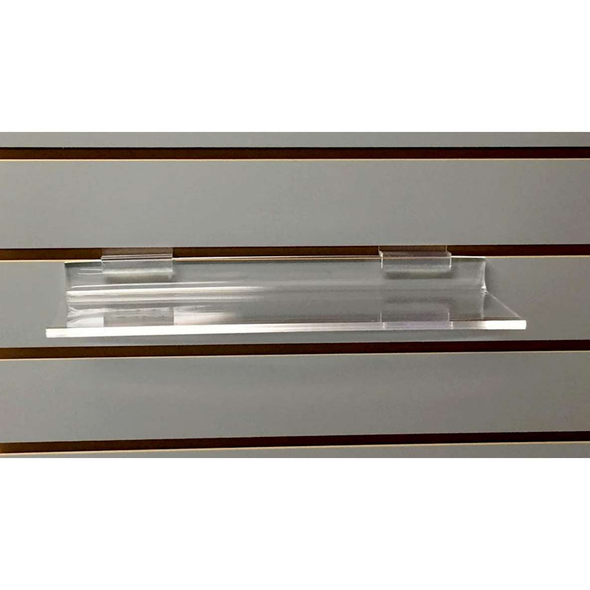 Clear Acrylic Slatwall Shelves 12 Inches Wide x 4 Inches Deep Set of 3