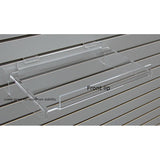 Clear Acrylic Braced Slatwall Shelf 16 Inches Wide x 9.5 Inches Deep with Front Lip for Retail or Home Use - ExecuSystems