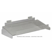 Clear Acrylic Braced Slatwall Shelf 16 Inches Wide x 9.5 Inches Deep with Front Lip for Retail or Home Use - ExecuSystems