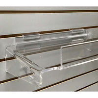 Clear Acrylic Braced Slatwall Shelf 16 Inches Wide x 9.5 Inches Deep with Front Lip for Retail or Home Use - ExecuSystems