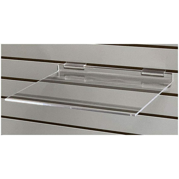 Clear Acrylic Slatwall Shelf 16 Inches Wide x 12 Inches Deep for Retail Display or Home Use - ExecuSystems 
