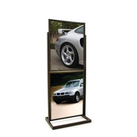 Two (22 Inch x 28 Inch) Tier Bulletin Sign Holder, Square Tube With Open Base - ExecuSystems 