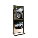 Two (22 Inch x 28 Inch) Tier Bulletin Sign Holder, Square Tube With Open Base - ExecuSystems 