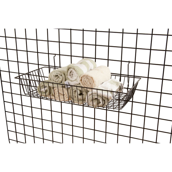 Set of 6 Shallow All Purpose Baskets 24"W x 12"D x 4"H Fits Slatwall, Gridwall and Pegboard - ExecuSystems 