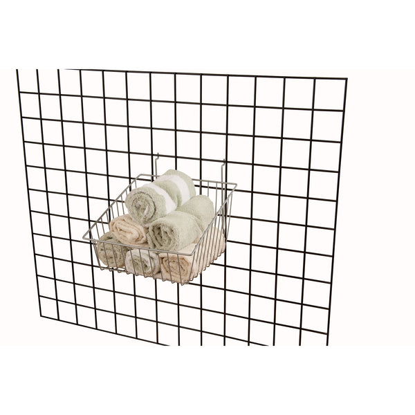 Set of 6 Sloped Front All Purpose Baskets 12"W x 12"D x 8"H Fits Slatwall, Gridwall and Pegboard - ExecuSystems 