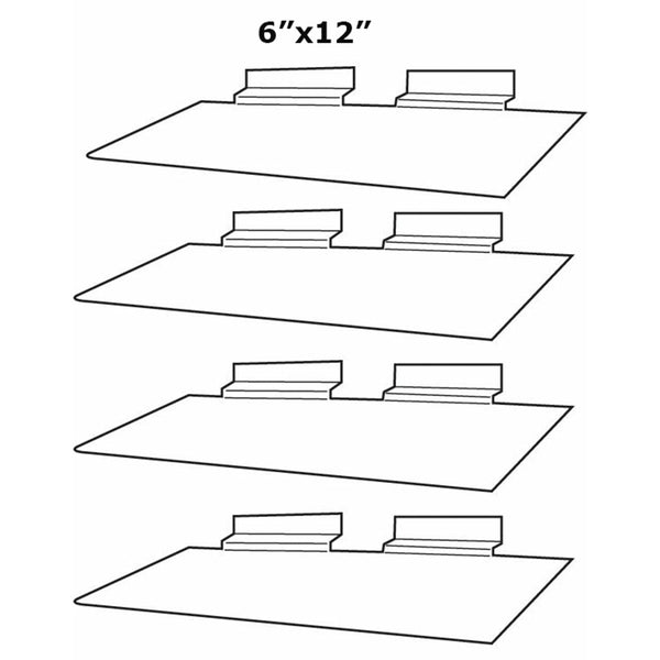 Clear Slatwall Shelves 6 Inch x 12 Inch Set of 4 - ExecuSystems