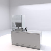 SOCIAL DISTANCING SHIELD WITH STAINLESS STEEL BASE - COUNTERTOP UNIT - ExecuSystems