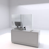 SOCIAL DISTANCING SHIELD WITH FRONT WINDOW & STAINLESS STEEL BASE - COUNTERTOP UNIT - ExecuSystems