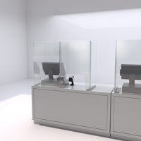 SOCIAL DISTANCING SHIELD WITH FRONT WINDOW & STAINLESS STEEL BASE - COUNTERTOP UNIT - ExecuSystems