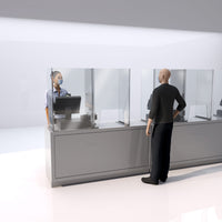 SOCIAL DISTANCING SHIELD WITH FRONT WINDOW & STAINLESS STEEL BASE - COUNTERTOP UNIT - ExecuSystems