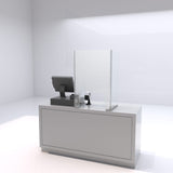 SOCIAL DISTANCING SHIELD WITH FRONT WINDOW & STAINLESS STEEL BASE - COUNTERTOP UNIT - ExecuSystems