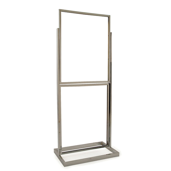 Two (22 Inch x 28 Inch) Tier Bulletin Sign Holder, Square Tube With Open Base - ExecuSystems 