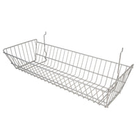 Set of 6 Double Sloping All Purpose Baskets 24"W x 10"Dx 5"H Fits Slatwall, Gridwall and Pegboard - ExecuSystems 