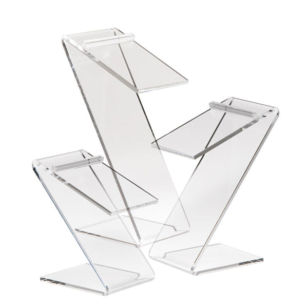 Set of 3 Beveled Edge Z-Shaped Acrylic Shoe Risers - ExecuSystems 