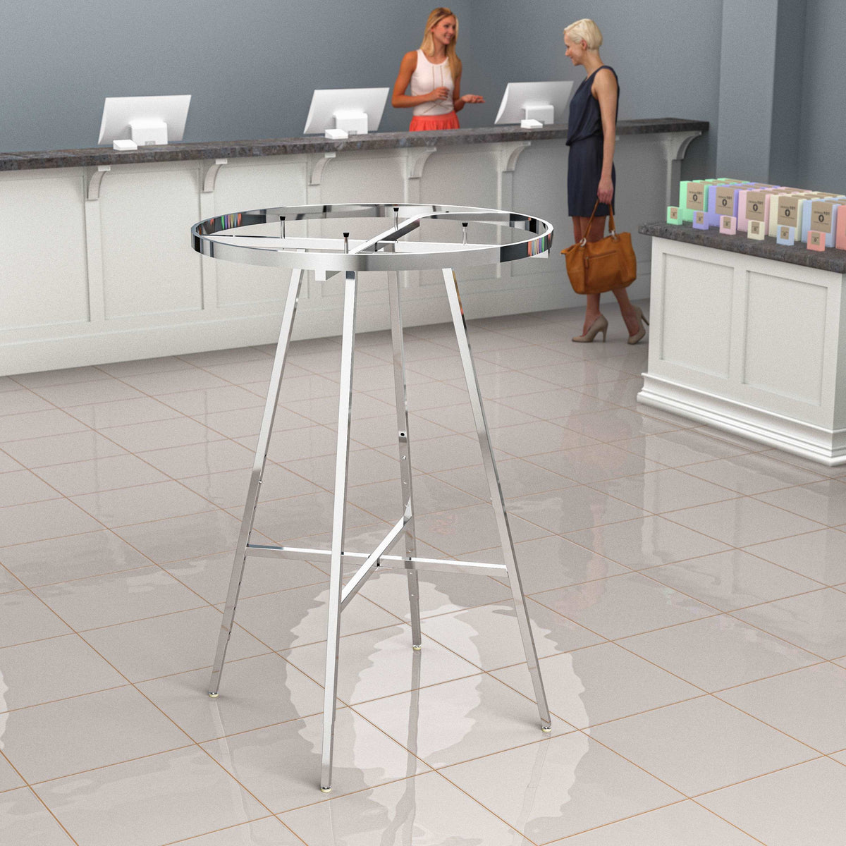 36 Inch Diameter Round Folding Garment Rack with Rectangular Tubing Ha ...