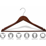 17" Walnut Wood Suit Hanger W/ Suit Bar & Notches Box of 100 - ExecuSystems 