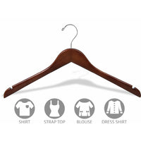 17" Walnut Wood Top Hanger W/ Notches Box of 100 - ExecuSystems 