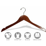 17" Walnut Wood Top Hanger W/ Notches & Rubber Strips Box of 100 - ExecuSystems 