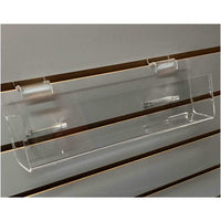 Clear Acrylic Slatwall Merchandise J Rack 11.75 Inches x 1.75 Inches with 20 Degree Tilt and Closed Ends for Displaying Miscellaneous Items in Retail Merchandising or Home Setting - ExecuSystems 