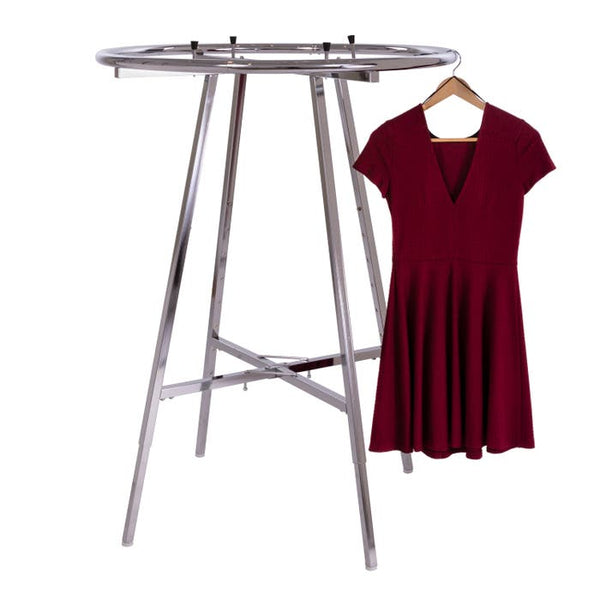 36'' DIAMETER ROUND FOLDING RACK WITH ROUND TUBING RAIL- CHROME - ExecuSystems