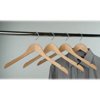 Wooden 17 Inch Flat Blouse & Dress Hanger with Chrome Hook, No Bar Case of 100 - ExecuSystems 