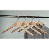 Wooden 17 Inch Flat Blouse & Dress Hanger with Chrome Hook, No Bar Case of 100 - ExecuSystems 