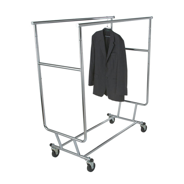 Collapsible Garment Rack with Double Round Tubing Hangrails FREE SHIPPING - ExecuSystems 