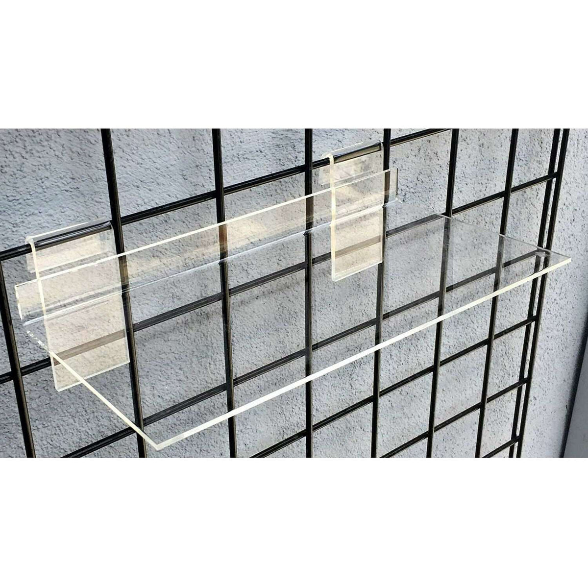 Clear Acrylic Gridwall Shelves 6 Inches Deep x 12 Inches Wide Set of 6