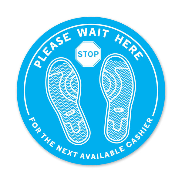 PPE FLOOR DECAL - PLEASE WAIT HERE - PACK OF 5 - ExecuSystems