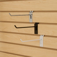 12 Inch Slatwall Hooks in Chrome Black and White - ExecuSystems