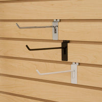 Deluxe 6 Inch Slatwall Hooks in Chrome Black and White - ExecuSystems