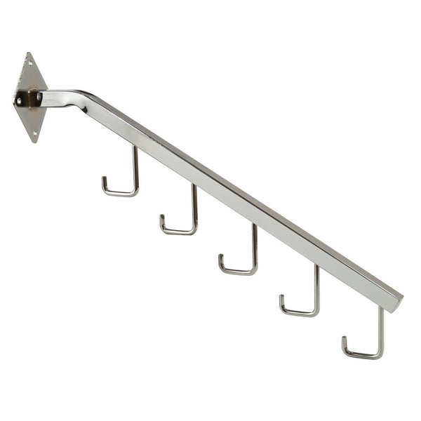 WALL MOUNT - 5-HOOK WATERFALL - SQUARE TUBING - CHROME - ExecuSystems