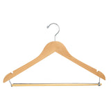 Wooden 17 Inch Flat Suit Hanger with Chrome Hook, and Wooden Lock Barn on Spring Case of 100 - ExecuSystems 