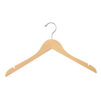 Wooden 17 Inch Flat Blouse & Dress Hanger with Chrome Hook, No Bar Case of 100 - ExecuSystems 